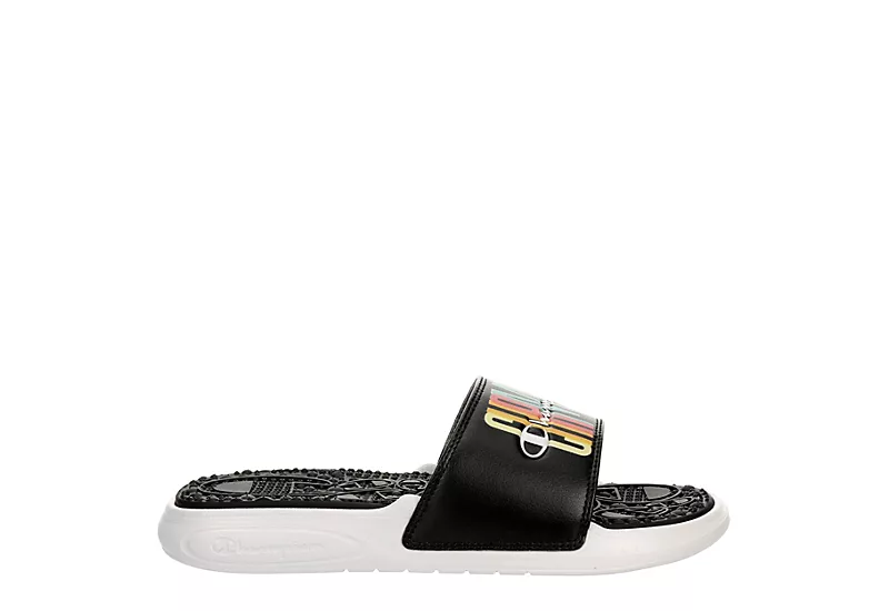 Champion Womens Foundation Pastel Block Slide Sandal - Black 2 Champion Womens Foundation Pastel Block Slide Sandal - Black - Image 2