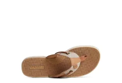Sperry Womens Seafish Chambray Stripes Flip Flop Sandal - Tan -Deals Viva Stride Store US 01 203195 04