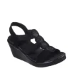 Skechers Womens Rumble On - Camp Glam Wedge Sandal - Black