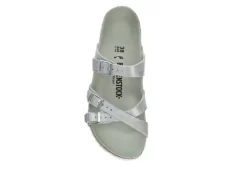 Birkenstock Womens Franca Vegan Footbed Sandal - Silver -Deals Viva Stride Store US 01 203366 05