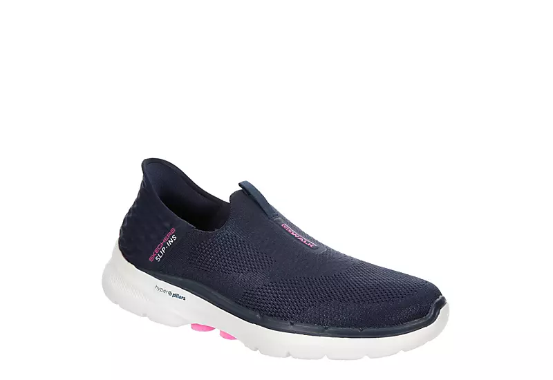 Skechers Womens Go Walk 6 Quick Fit Slip-ins Walking Shoe - Navy 1 Skechers Womens Go Walk 6 Quick Fit Slip-ins Walking Shoe - Navy